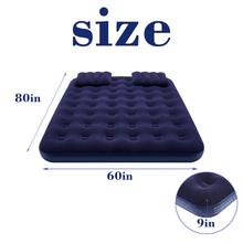 Load image into Gallery viewer, Queen Size Inflatable Camping Mattress Flocking Air Bed with Two Pillows and Pump
