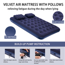 Load image into Gallery viewer, Queen Size Inflatable Camping Mattress Flocking Air Bed with Two Pillows and Pump
