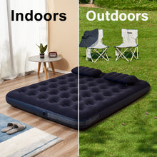 Load image into Gallery viewer, Queen Size Inflatable Camping Mattress Flocking Air Bed with Two Pillows and Pump
