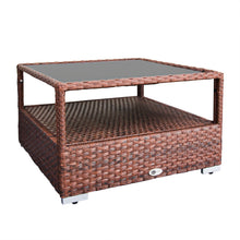 Load image into Gallery viewer, DIMAR GARDEN Outdoor Wicker Coffee Table with Glass top and Storage, Mixed Brown
