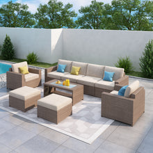 Load image into Gallery viewer, SICILY Fully Assembled Outdoor Wicker Sectional Sofa Set 04 - 9 PCS
