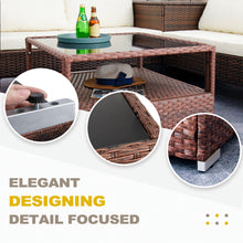 Load image into Gallery viewer, DIMAR GARDEN Outdoor Wicker Coffee Table with Glass top and Storage, Mixed Brown
