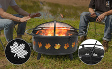 Load image into Gallery viewer, PROME 32&quot; Outdoor Fire Pit with BBQ Grid - Wood Burning, Black &amp; Maple
