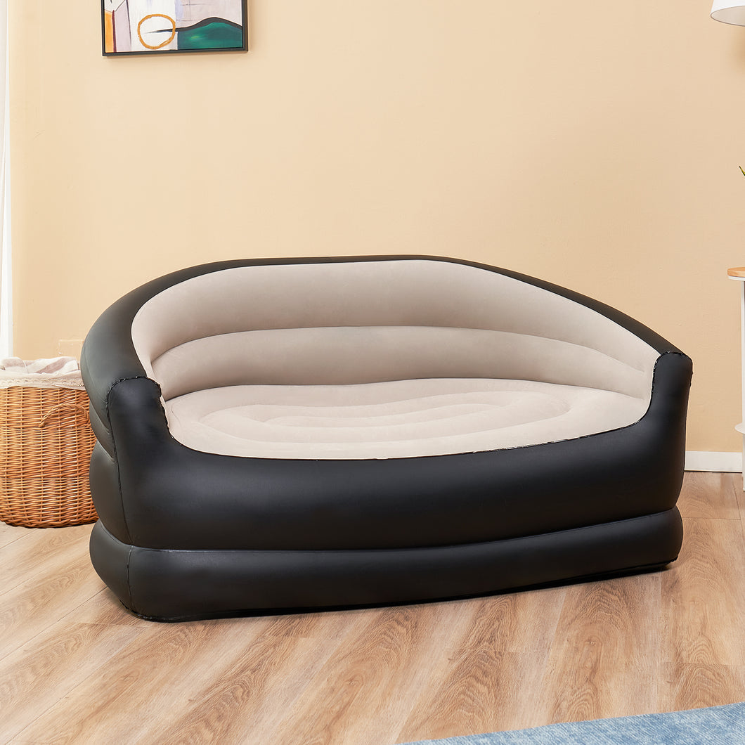 Inflatable Couch, Air Sofa, Black&Beige (No Pump Included)